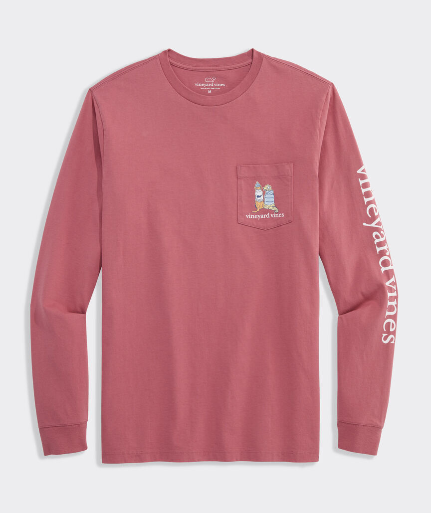 Sunset Ski Pups Long-Sleeve Pocket Tee