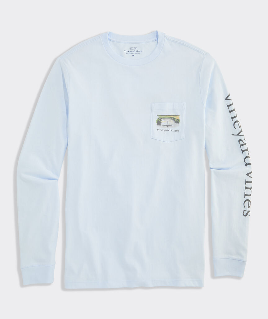 Flats Watercolor Scenic Long-Sleeve Pocket Tee