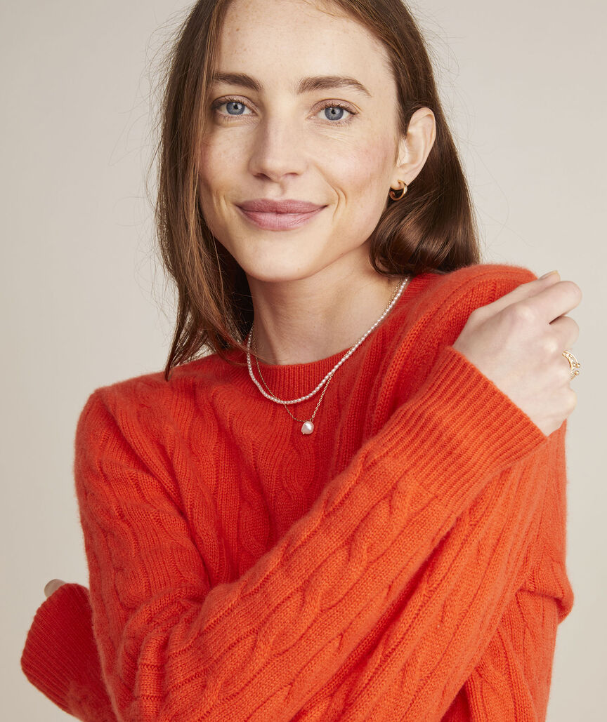 Shop Cashmere Classic Cable Crewneck Sweater at vineyard vines