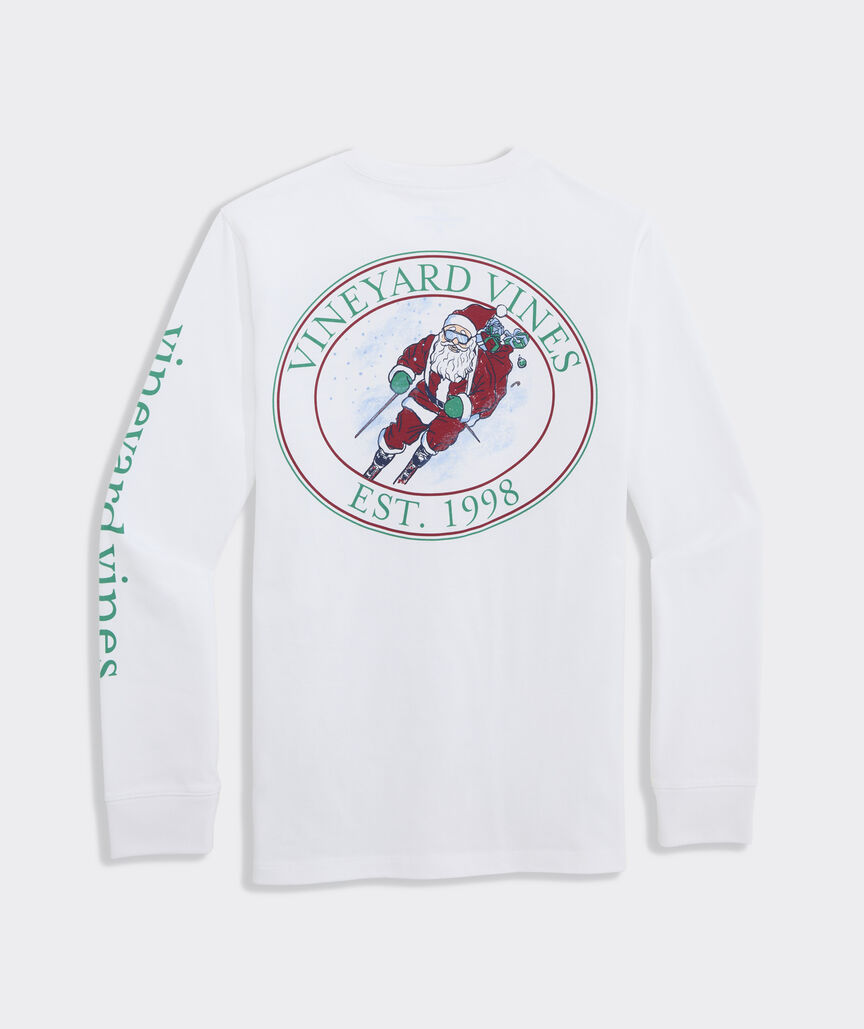 Boys' Santa Ski Long-Sleeve Pocket Tee