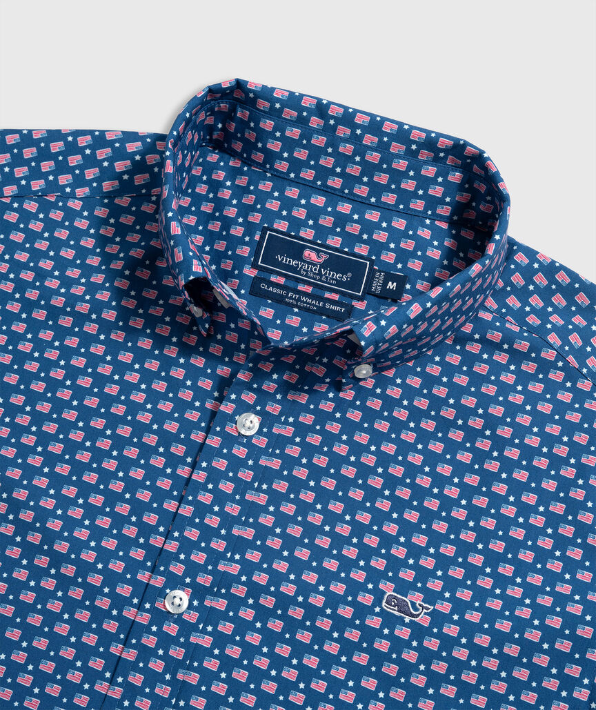 OUTLET Poplin Short-Sleeve Flag & Stars Shirt