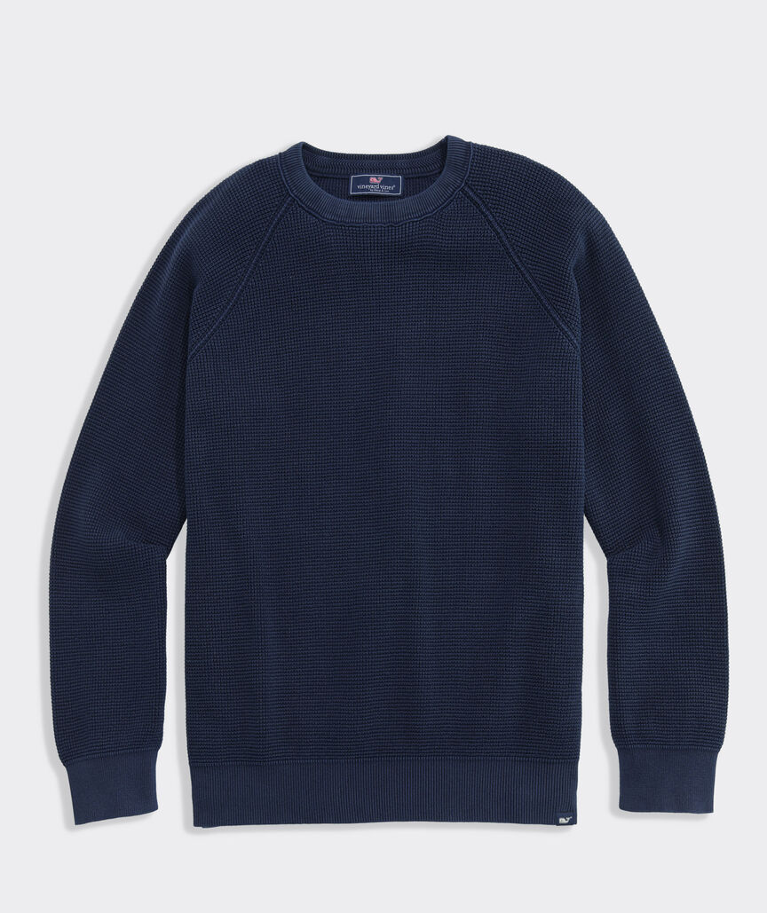 Garment-Dyed Beach Waffle Crewneck