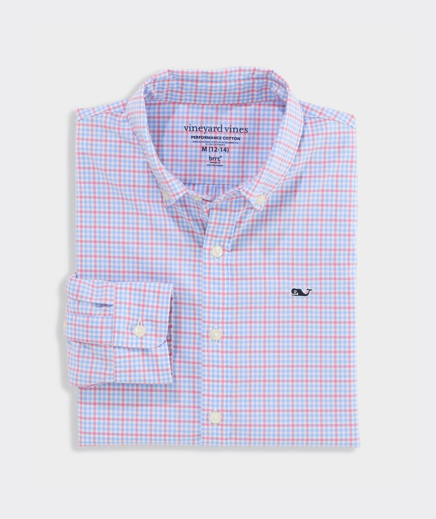 Boys' Catamaran Check Performance Cotton Shirt