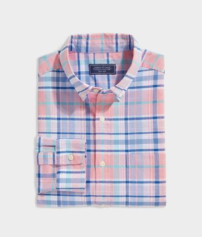 Vineyard Vines Slub Cotton Shirt (Neon Rosa) (Size: XL)