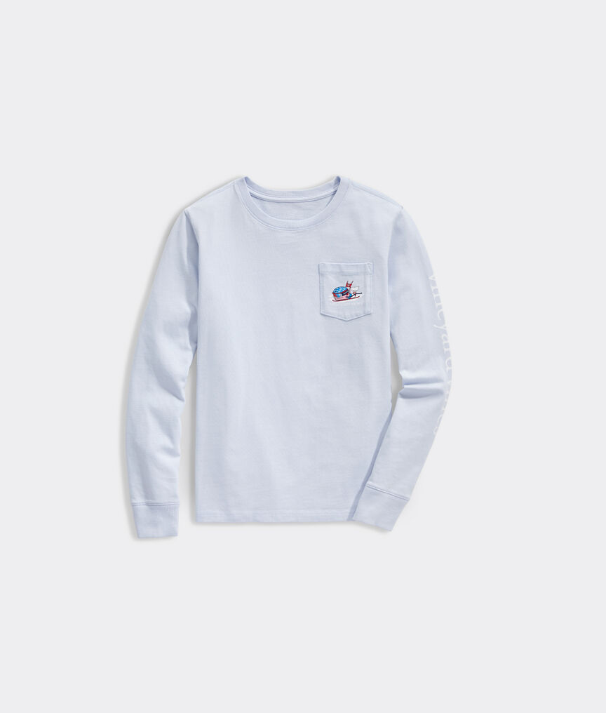 Girls' Ski Race Whale Long-Sleeve Pocket Tee