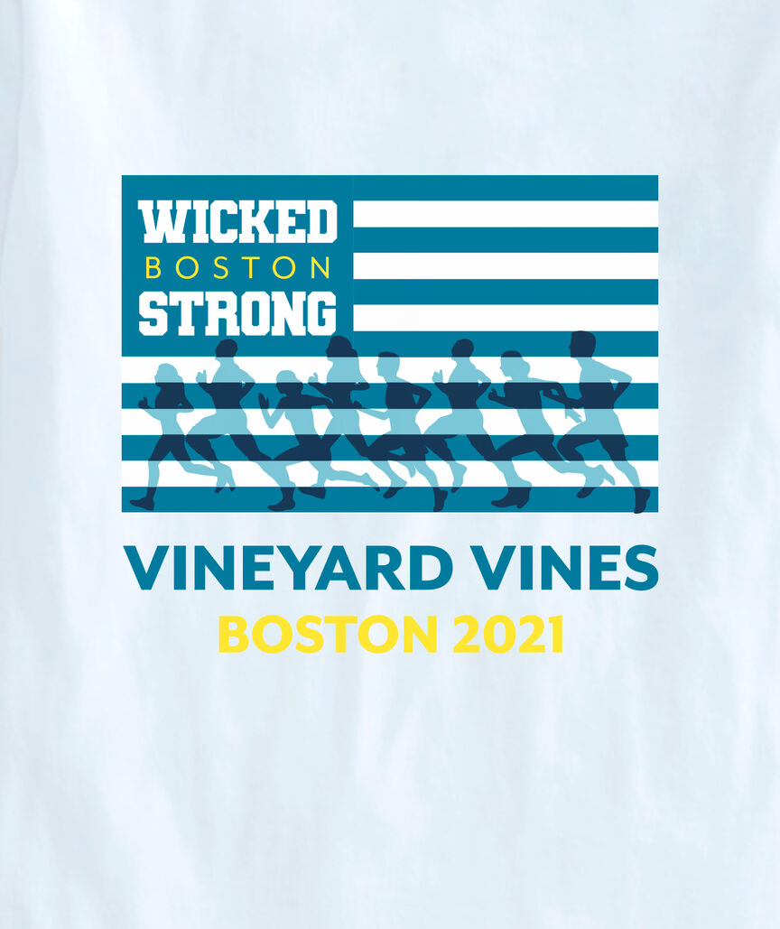 Wicked Strong Boston Marathon Flag Short-Sleeve Pocket Tee