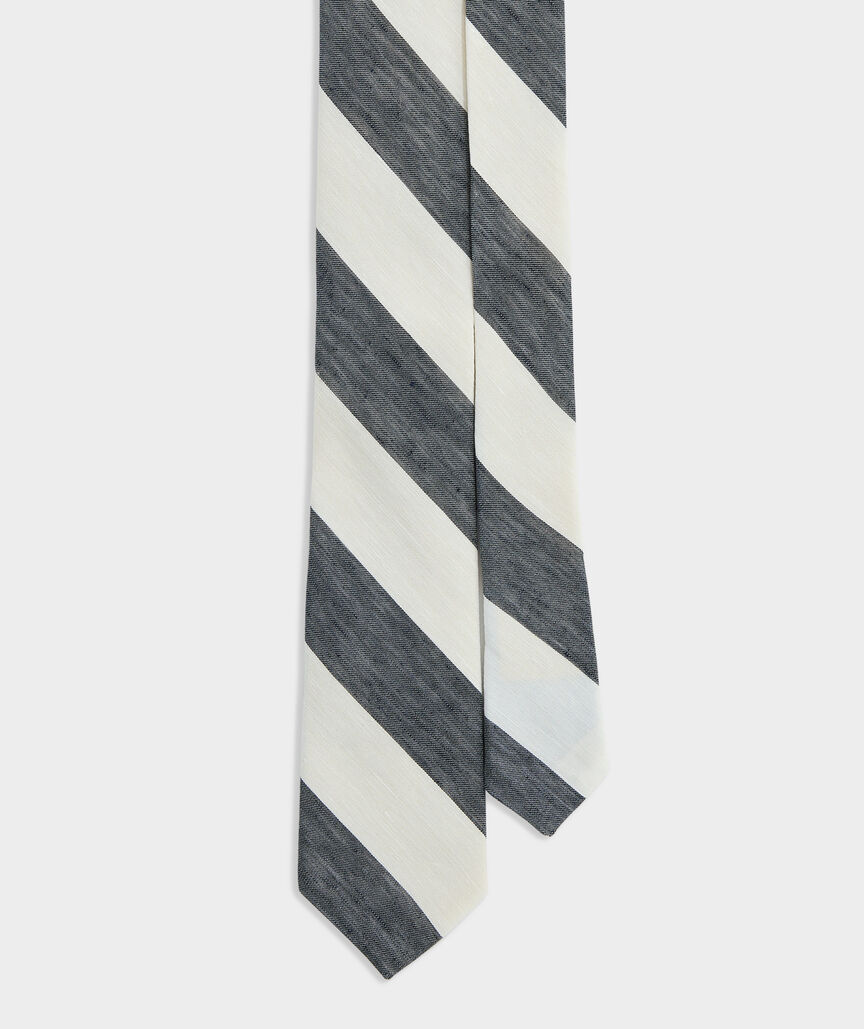 Linen Stripe Woven Kennedy Tie
