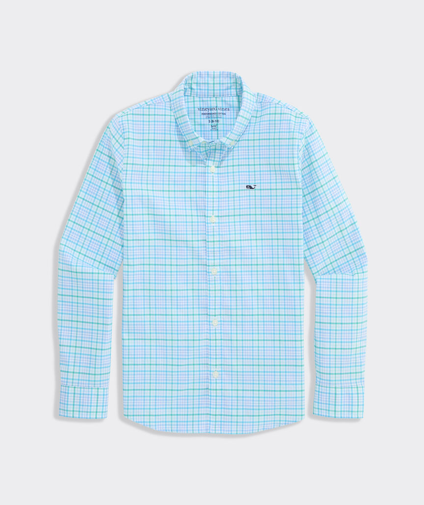 Boys' Performance Cotton Tiki Torch Plaid Shirt