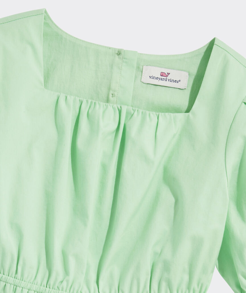 Shop Girls' Poplin Puff-Sleeve Dress at vineyard vines