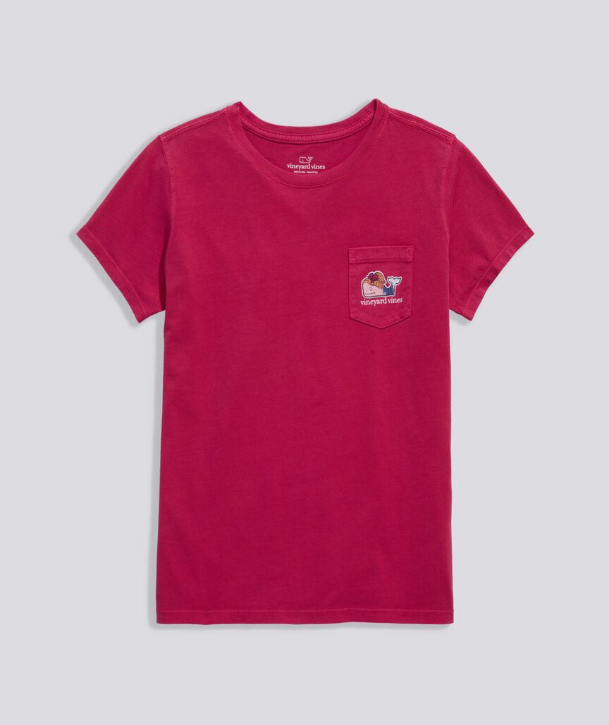 Girls' Glitter Cheerleader Whale Short-Sleeve Pocket Tee