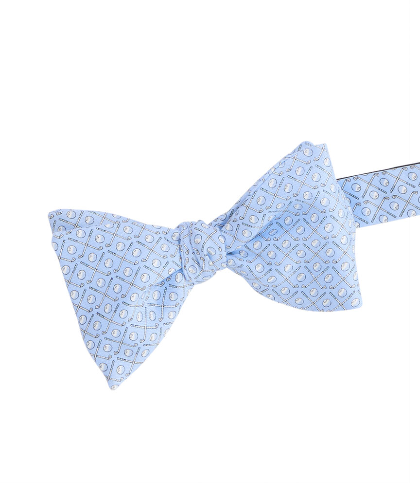 OUTLET Crossed Golf Clubs Silk Bow Tie