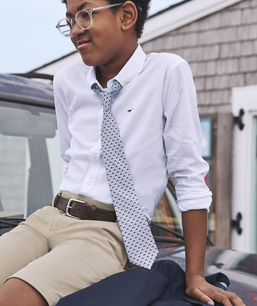 Boys' Baseball Player Whale Silk Tie