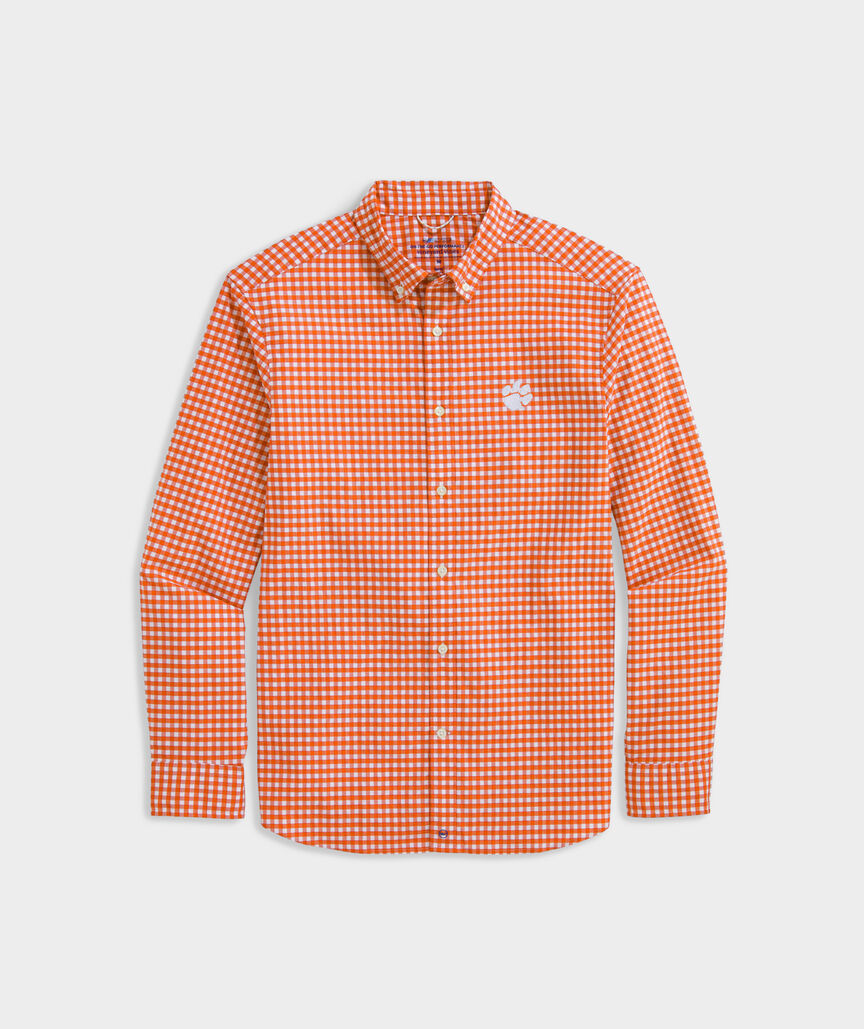 Clemson University On-The-Go brrrº Gingham Shirt