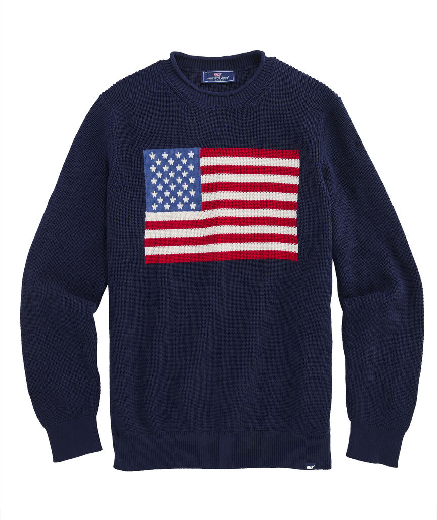 OUTLET American Flag Cotton Rollneck Sweater