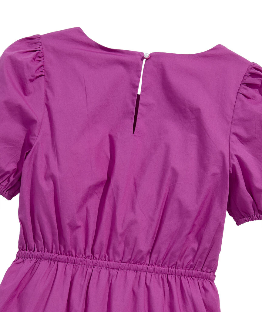 OUTLET Girls' Poplin Puff Sleeve Dress