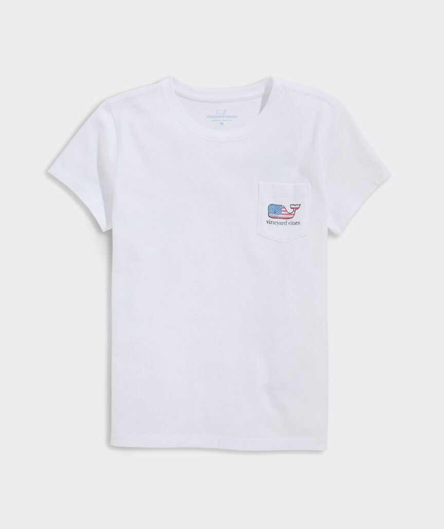 Girls' Flag Whale Short-Sleeve Pocket Tee