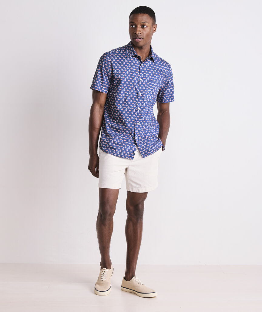 Flags & Stars Cotton Madras Short-Sleeve Shirt