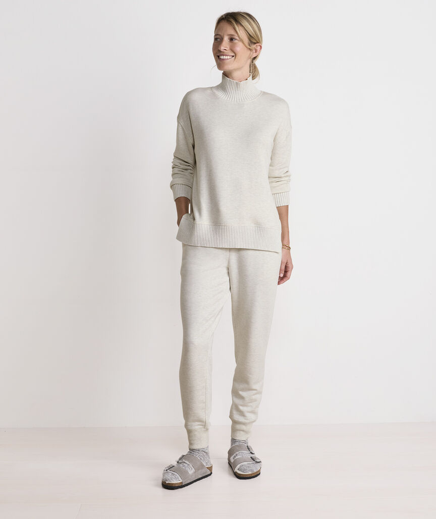 Dreamcloth® Ribbed Trim Funnel-Neck Pullover