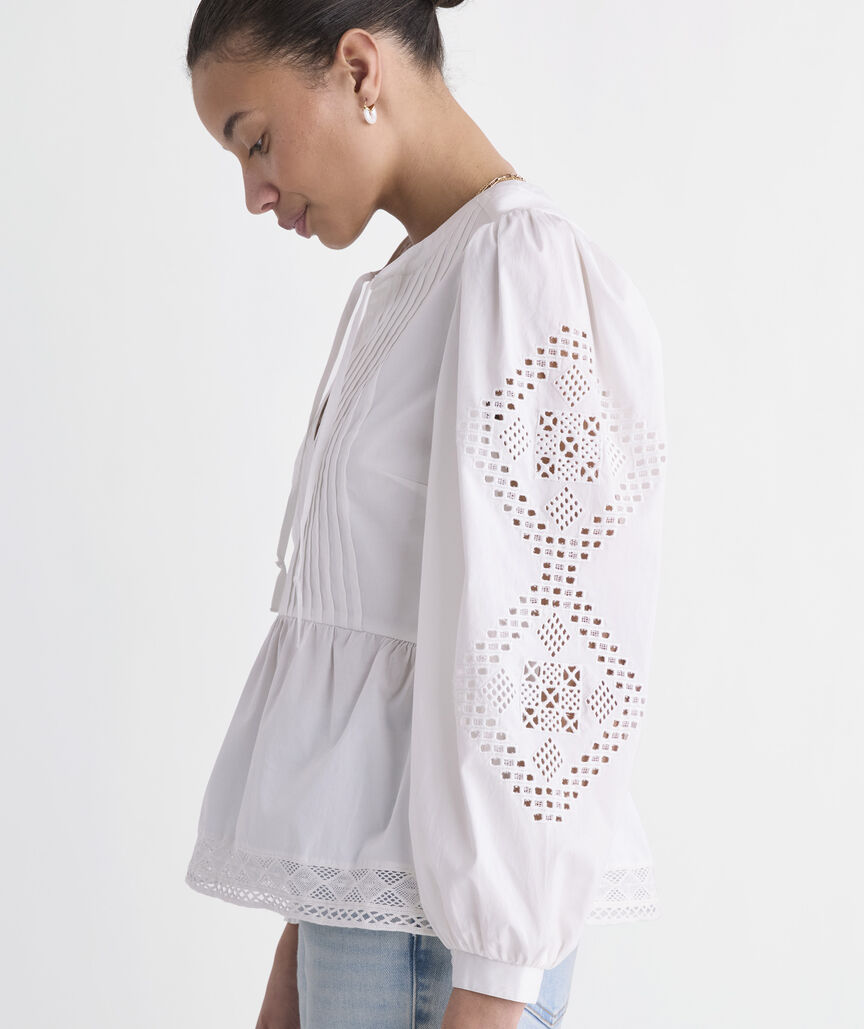 Nora Pintuck Eyelet Top