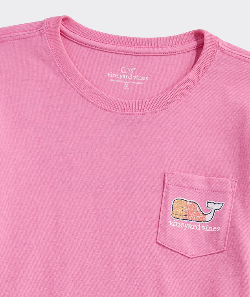 Girls' Glitter Candy Corn Whale Long-Sleeve Pocket Tee