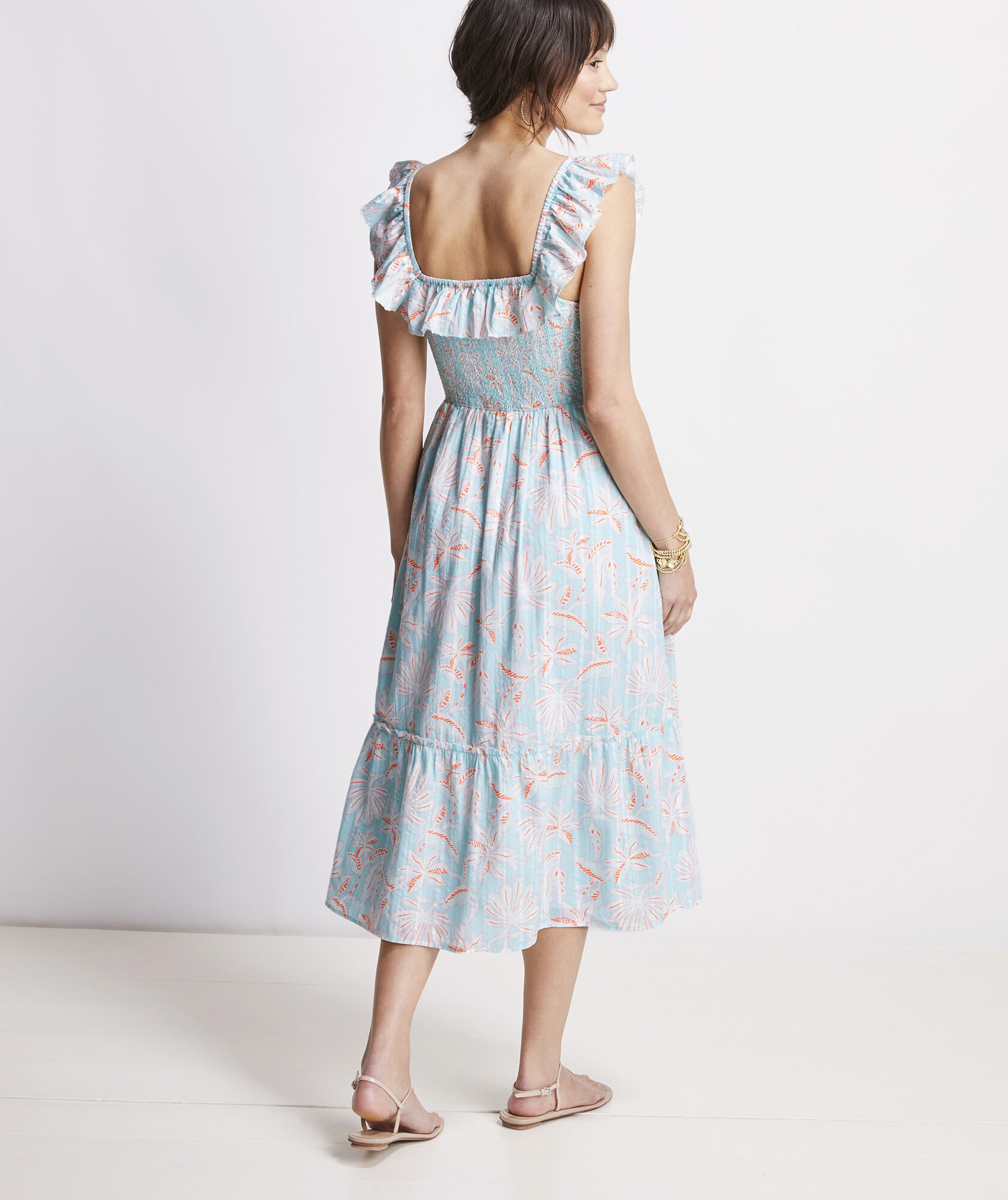 Valerie Floral Rose Vine Print Smocked Dress