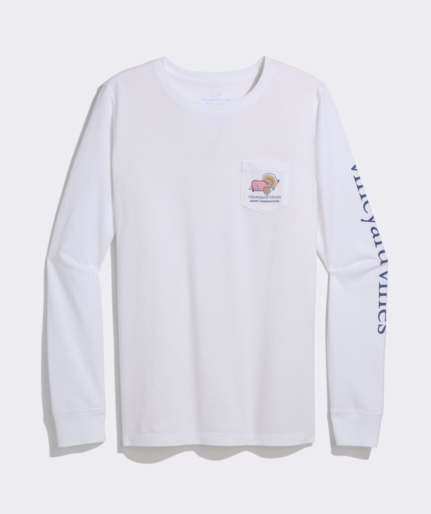 Women's Thanksgiving Whale Long-Sleeve Pocket Tee
