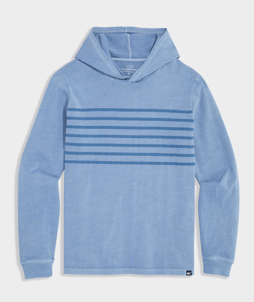 Garment-Dyed Striped Surf Long-Sleeve Hoodie Tee