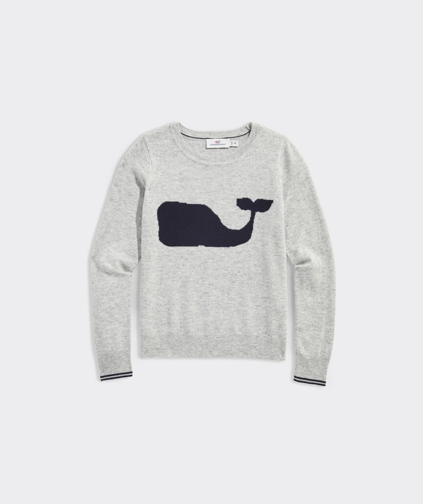 Girls' Intarsia Whale Crewneck Sweater