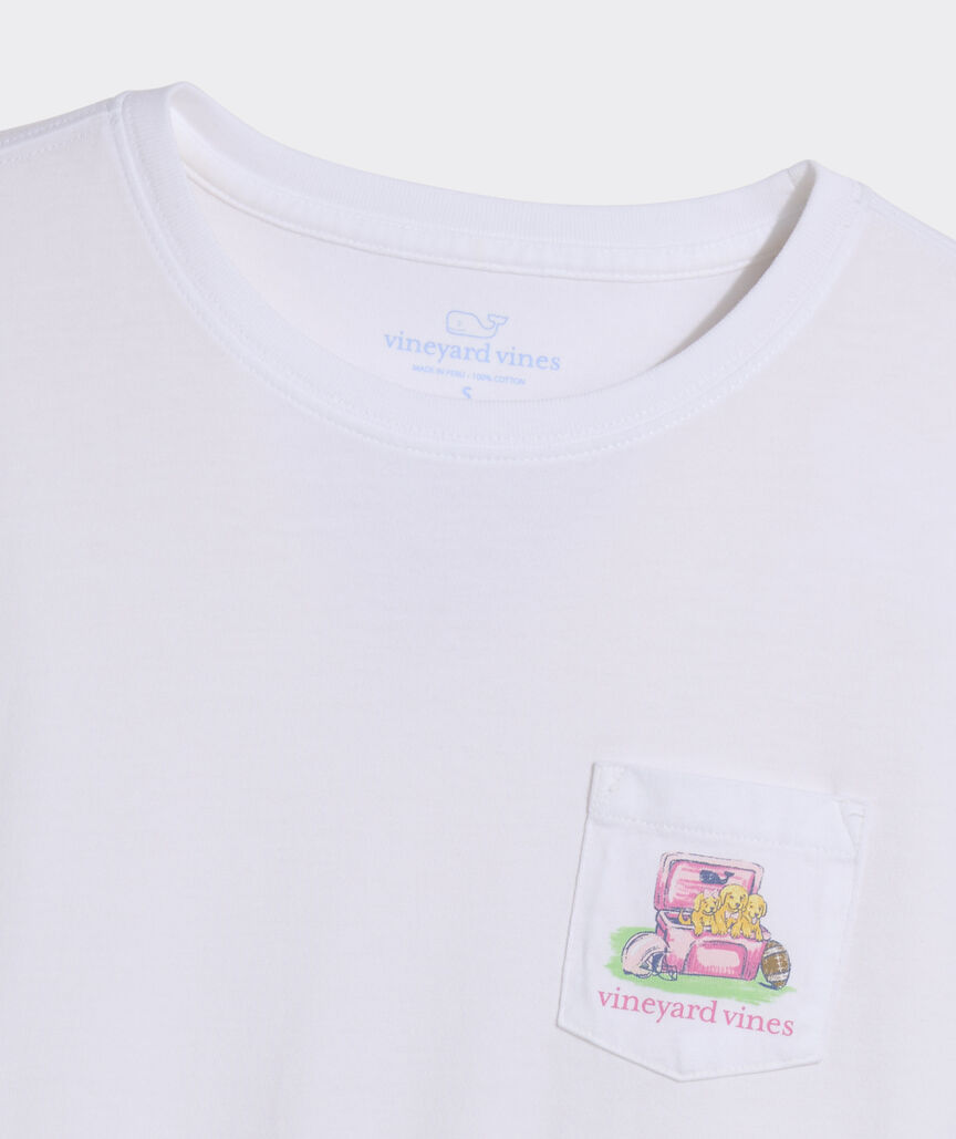 Football Field Pups Long-Sleeve Pocket Tee