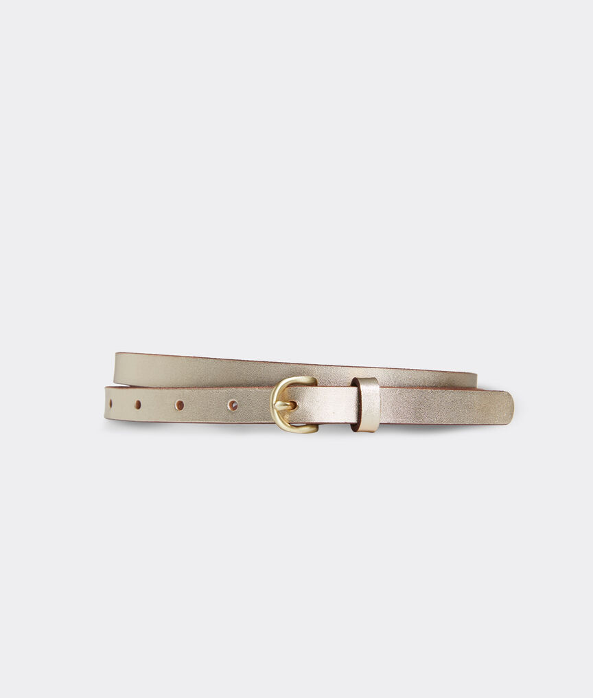 Metallic Skinny Leather Belt