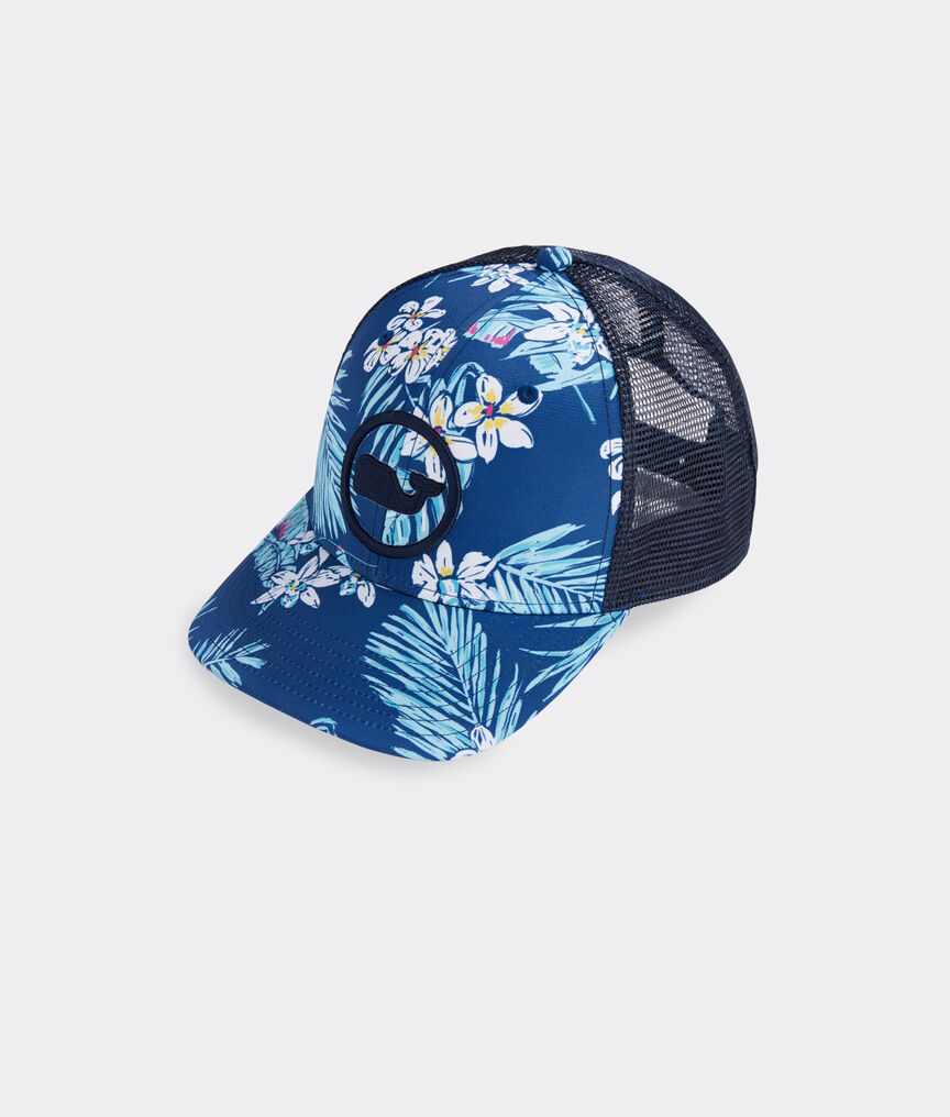Tropical Flowers Whale Dot Performance Trucker Hat