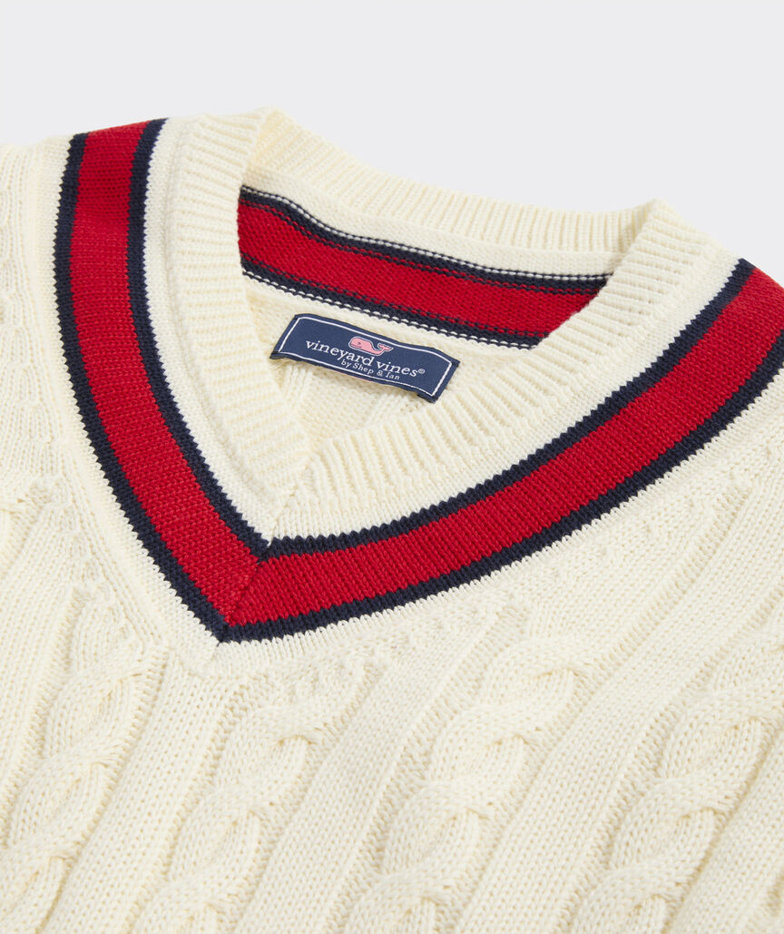 Varsity V-Neck Cotton Sweater