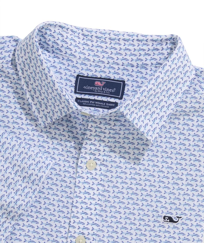 OUTLET Slub Cotton Short-Sleeve Mini Bonefish Whale Shirt