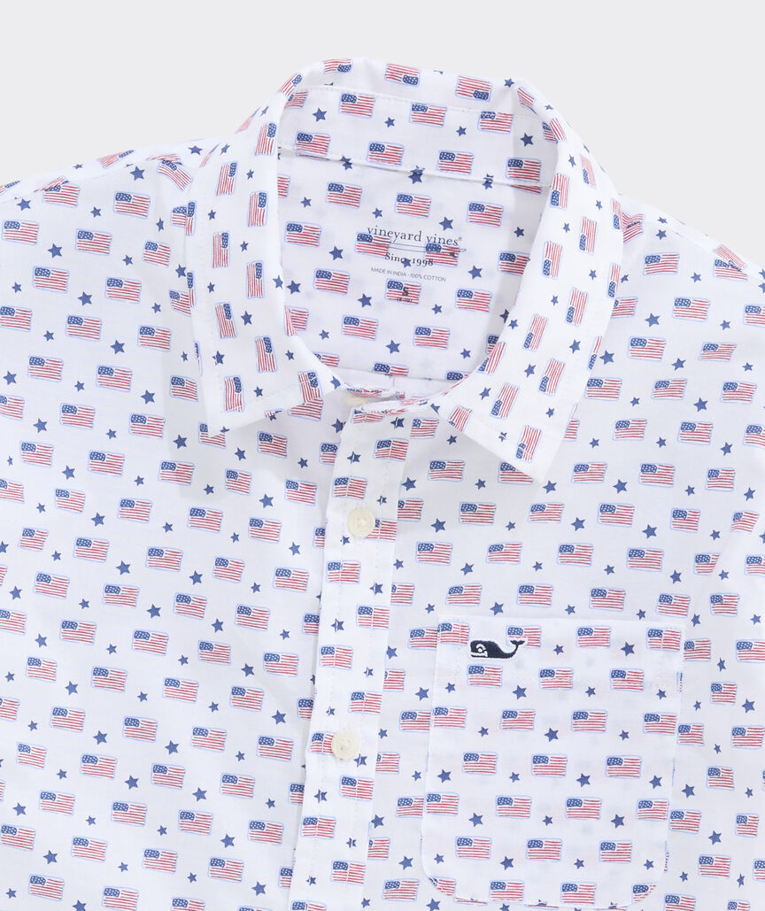 Boys' Printed Cotton Short-Sleeve Shirt