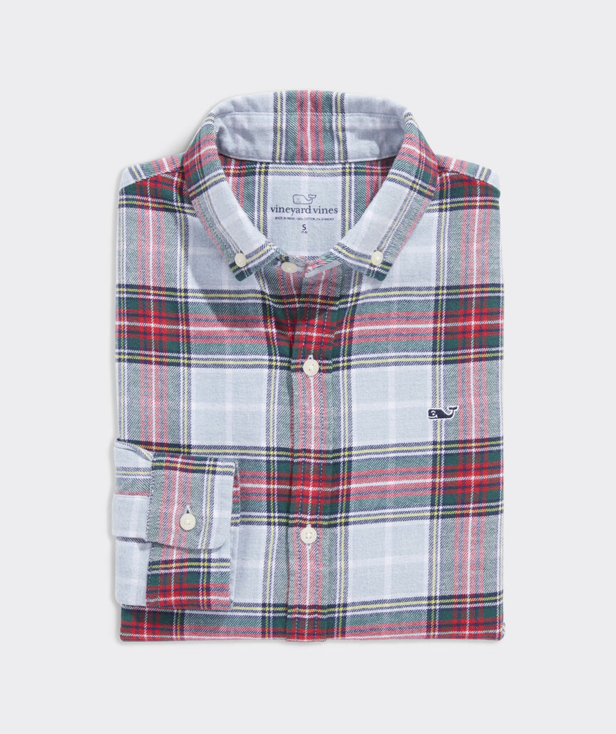 Shop Boys' Stretch Cotton Flannel Tartan Shirt at vineyard vines