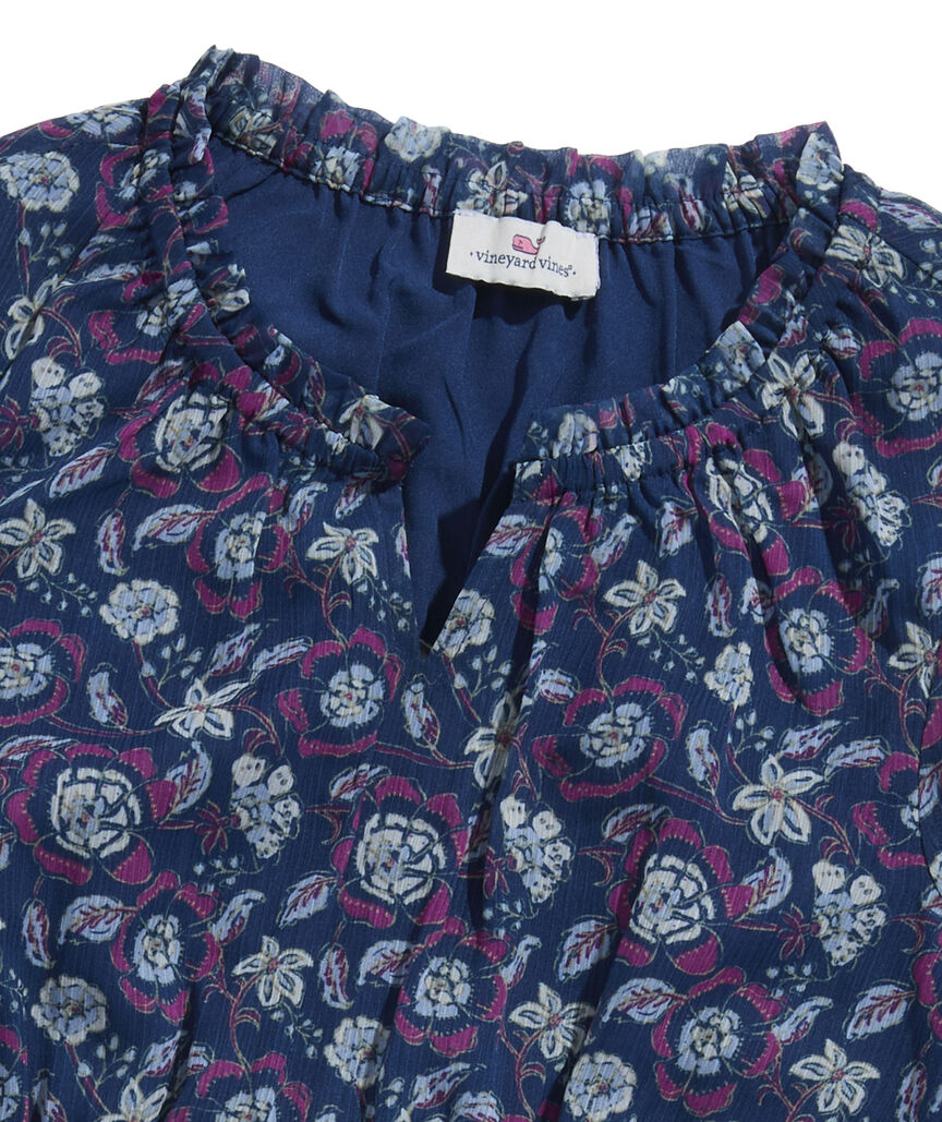 OUTLET Girls' Frangipani Print Flounce Dress