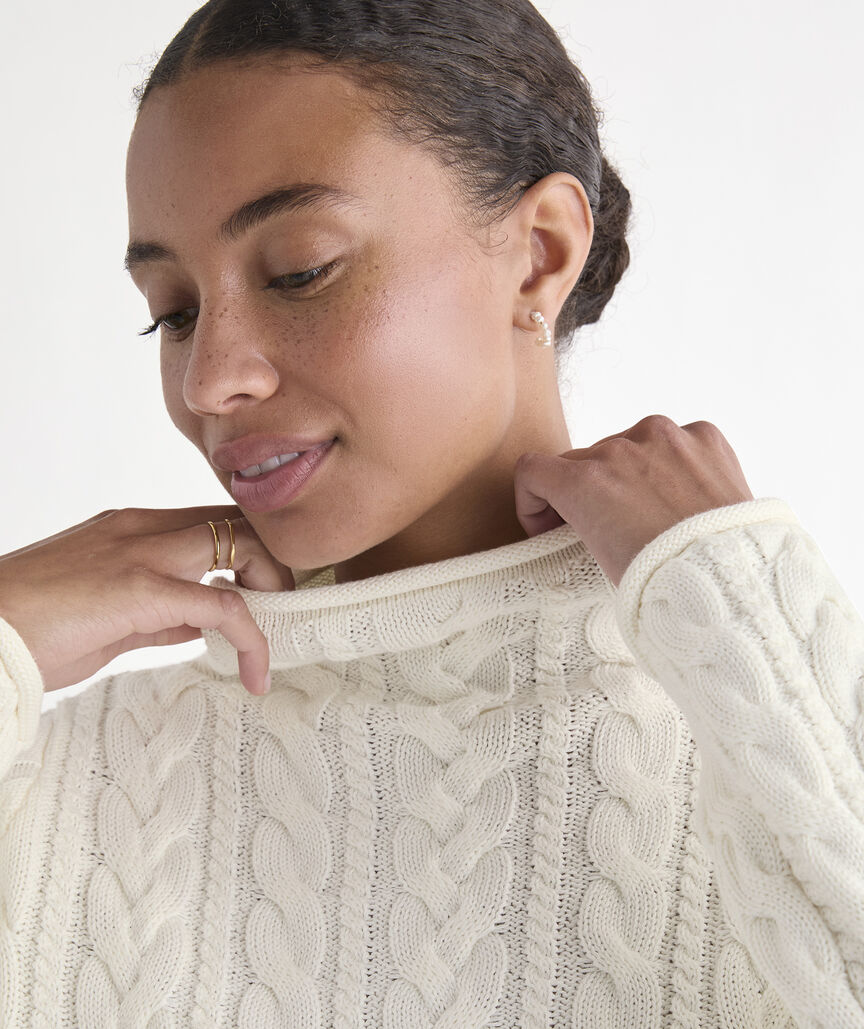 Katie Cotton Cable Mockneck Sweater