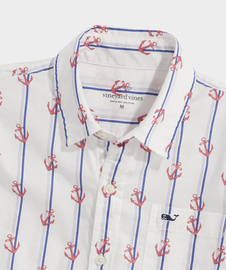 Boys' Cotton Short-Sleeve Anchor Shirt