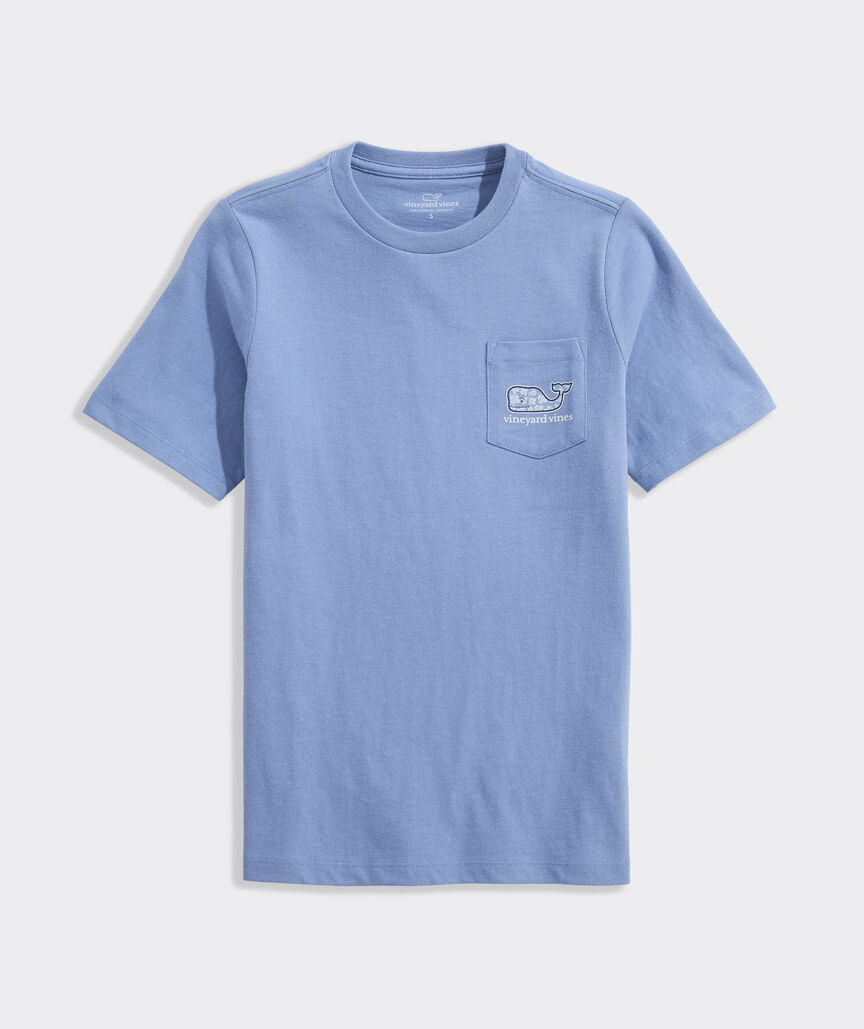 Boys' Tiki Woodblock Floral Whale Short-Sleeve Pocket Tee