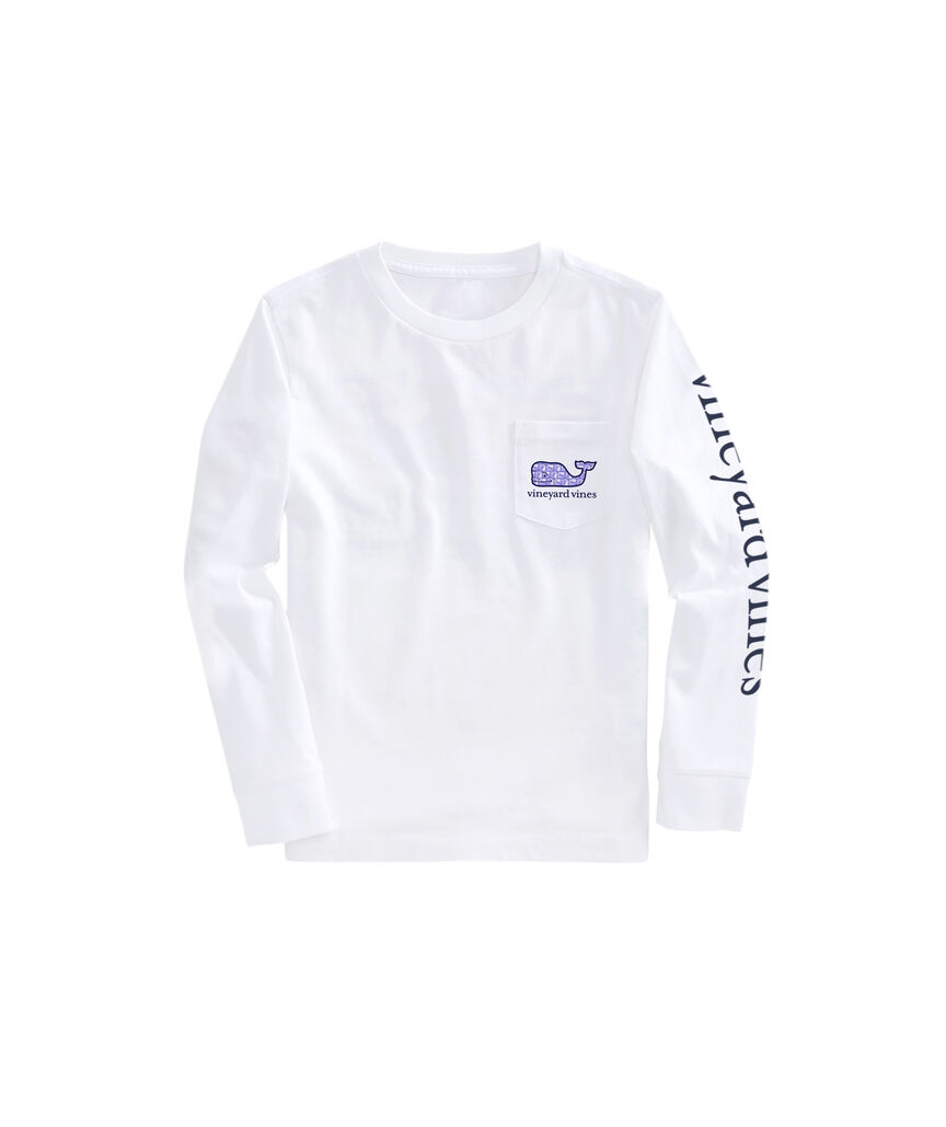OUTLET Girls' Puzzle Whale Long-Sleeve Pocket Tee