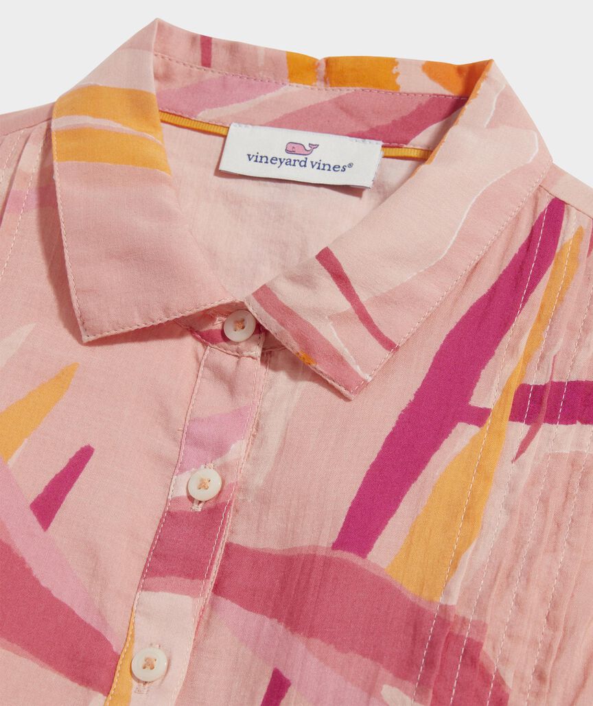 Girls' Printed Pintuck Shirtdress