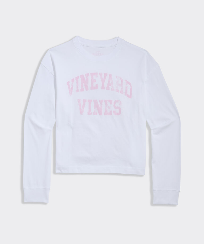 Girls' vineyard vines Varsity Text Long-Sleeve Boxy Tee