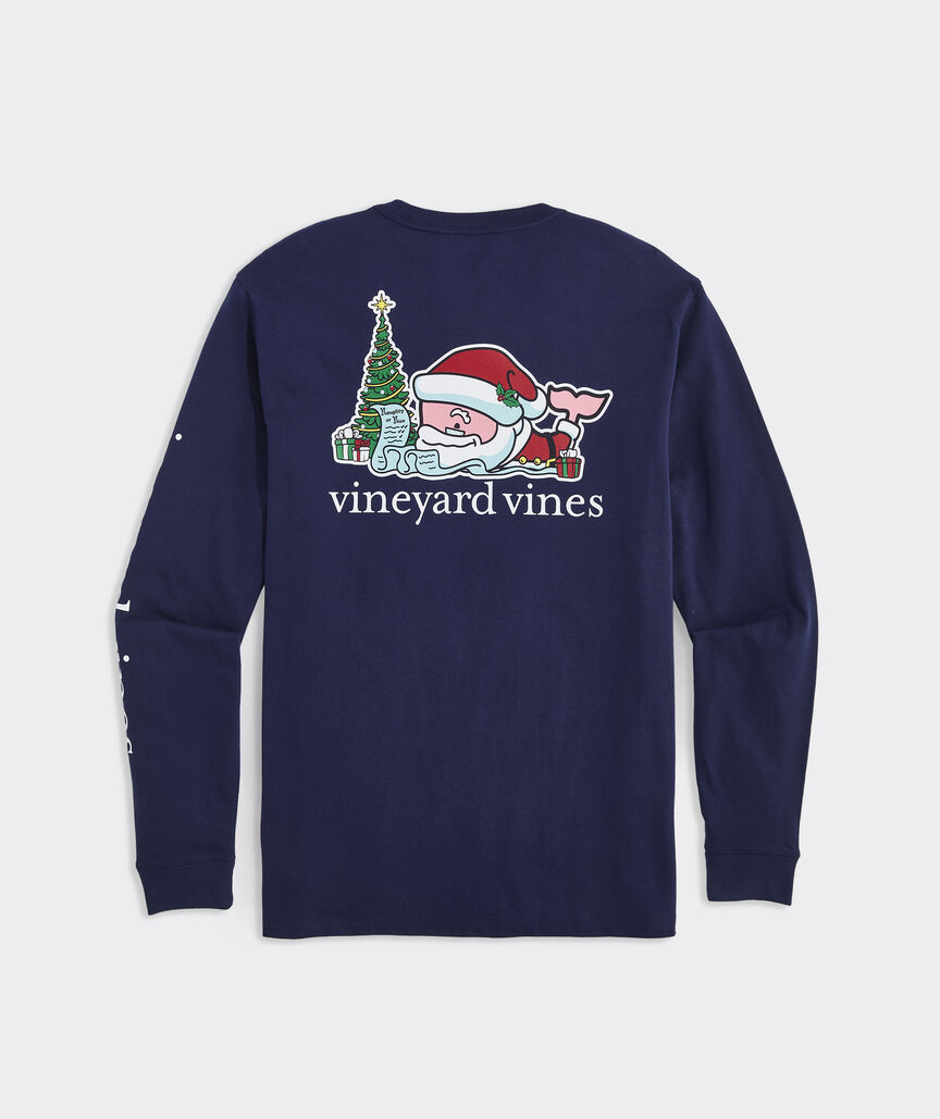 OUTLET Santa's List Character Whale Long-Sleeve Pocket Tee