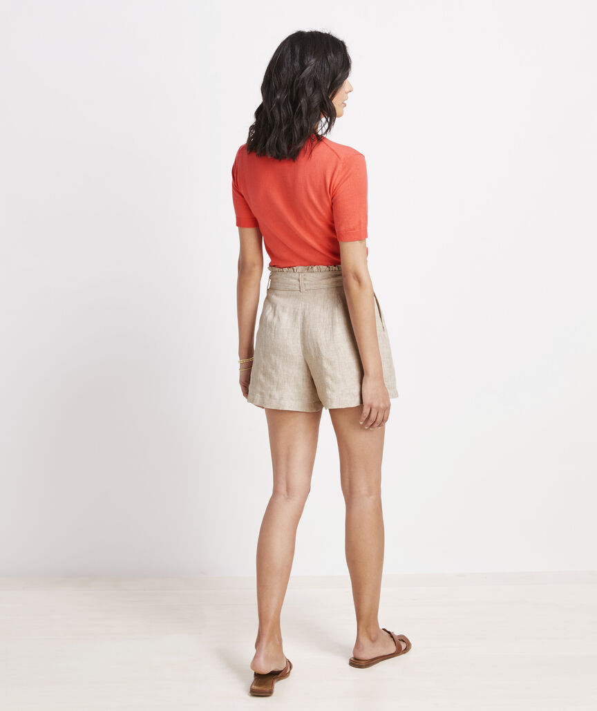 Striped Linen Shorts with Belt