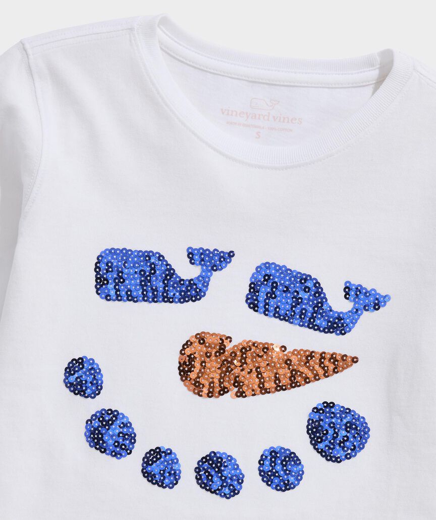 Girls' Sequin Snowman Long-Sleeve Tee