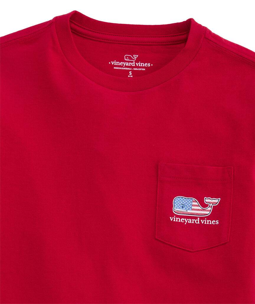 OUTLET Girls' Glitter Flag Short-Sleeve Pocket Tee