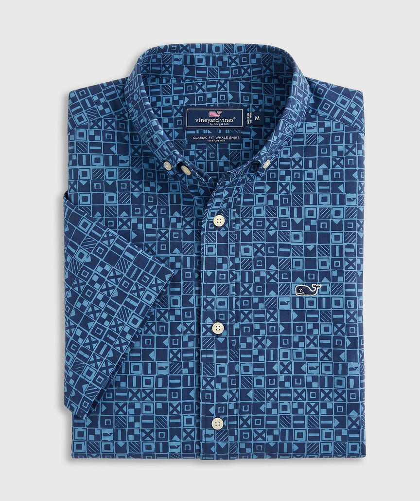 OUTLET Poplin Nautical Flags Short-Sleeve Shirt