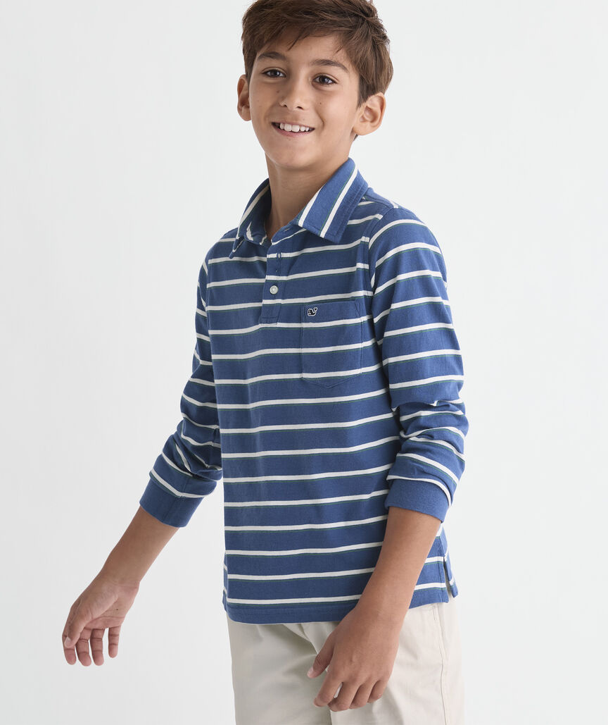 Boys' Striped Surf Long-Sleeve Polo