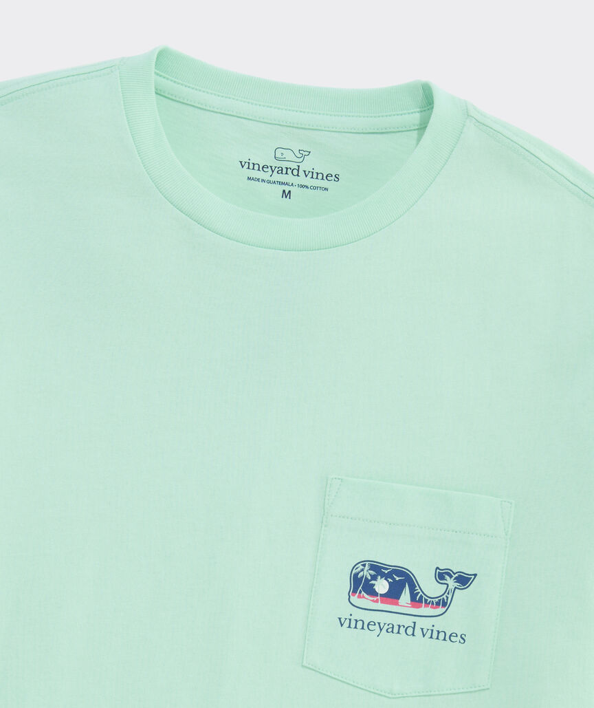 Palm Tree Boat Scenic Whale Short-Sleeve Pocket Tee