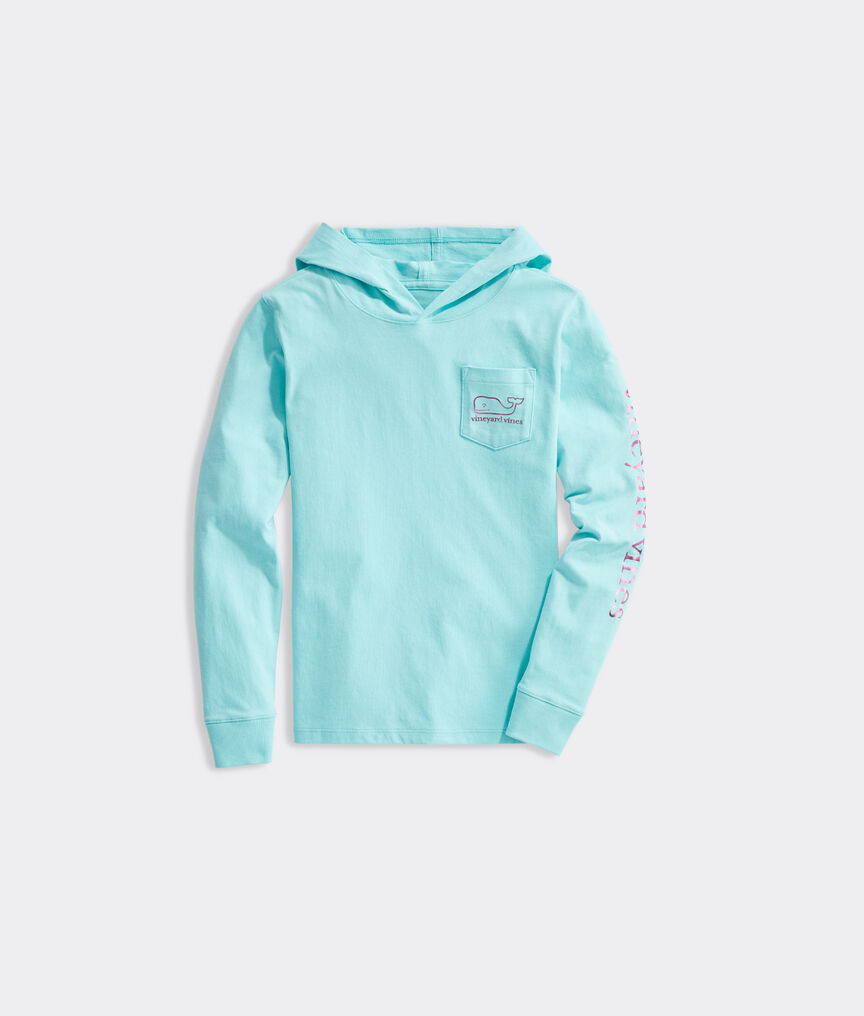 Girls' Foil Whale Hoodie Long-Sleeve Pocket Tee